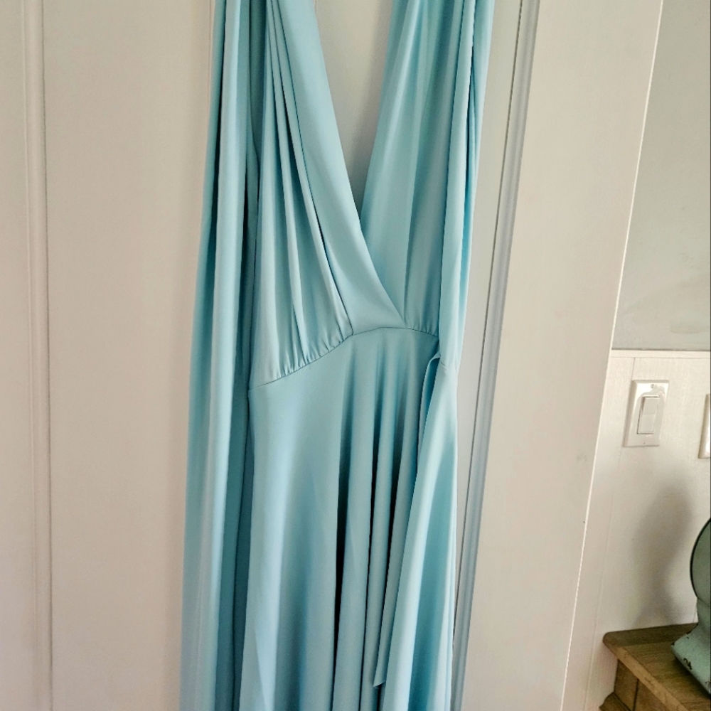 Light blue Dessy Collection Vivian Diamond dress in X-small.